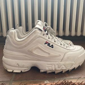 White Fila Disruptor 2s